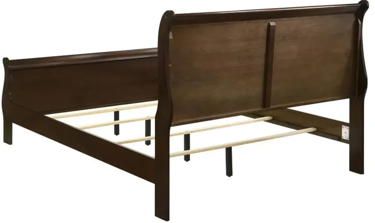 Louis Philippe Queen Panel Sleigh Bed Cappuccino