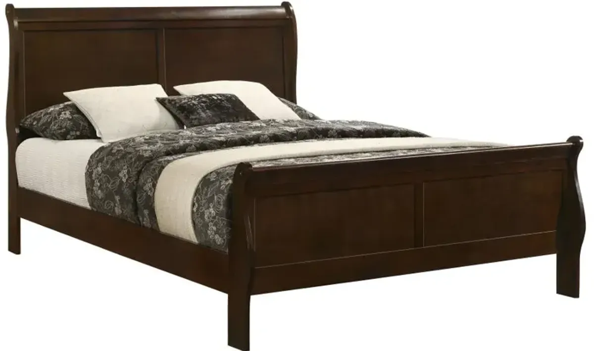 Louis Philippe Queen Panel Sleigh Bed Cappuccino