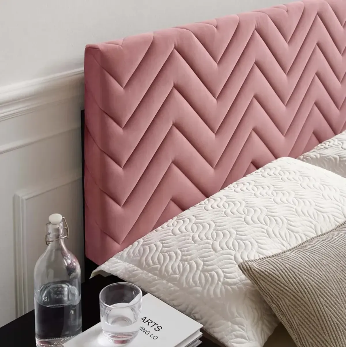 Mercy Chevron Tufted Performance Velvet King/California King Headboard