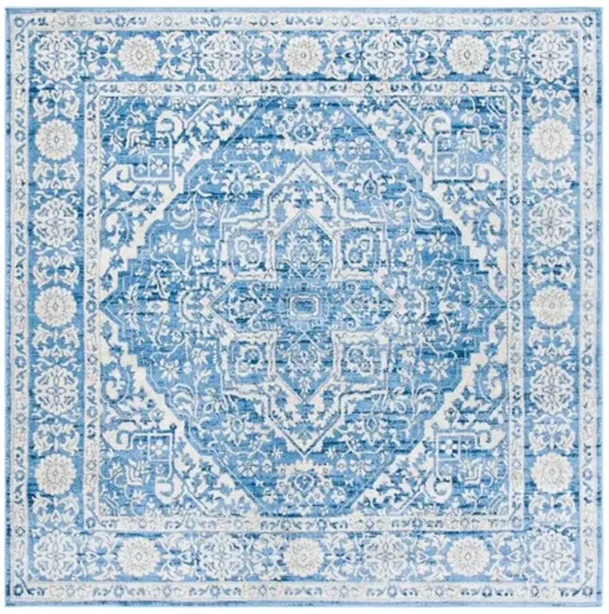 Brentwood 832 Ivory / Navy 5' X 5' Square Square Powerloomed Rug