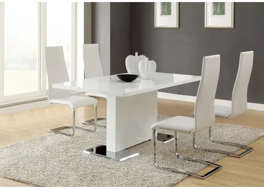 Anges 5-piece Dining Set White High Gloss and White