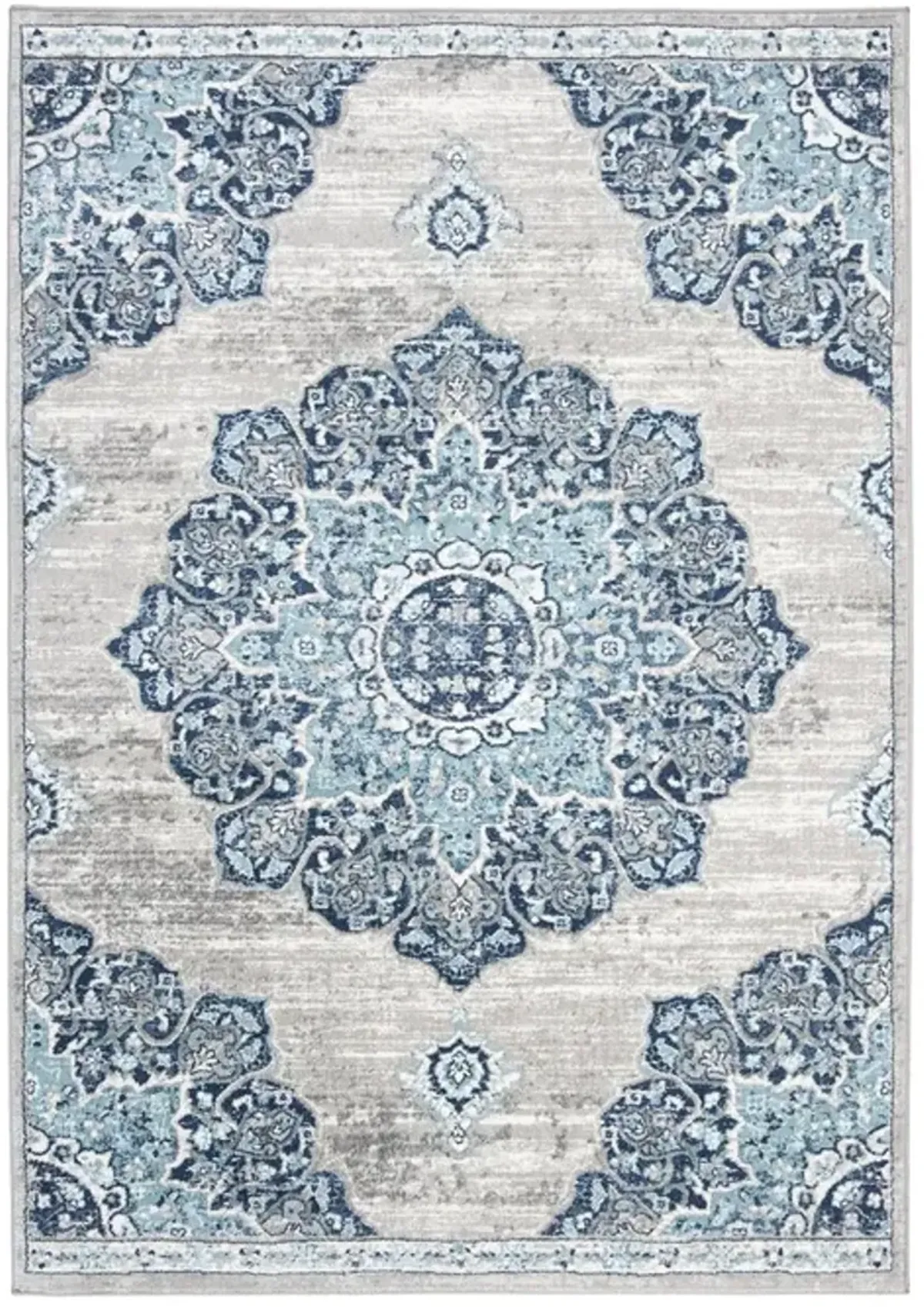 Brentwood 849 Navy / Light Grey 5'-3" X 7'-6" Medium Rectangle Powerloomed Rug