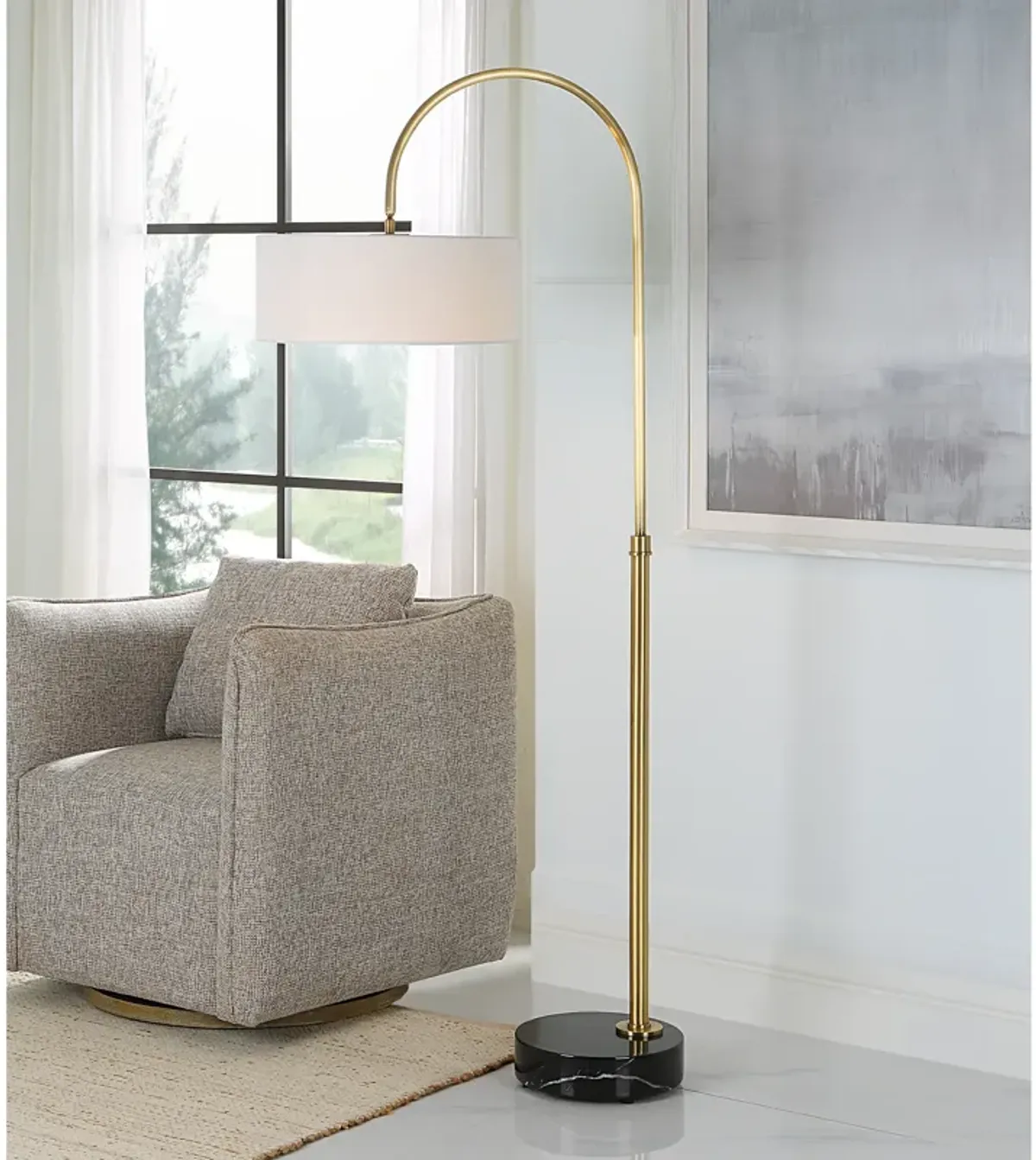 Huxford Brass Arch Floor Lamp