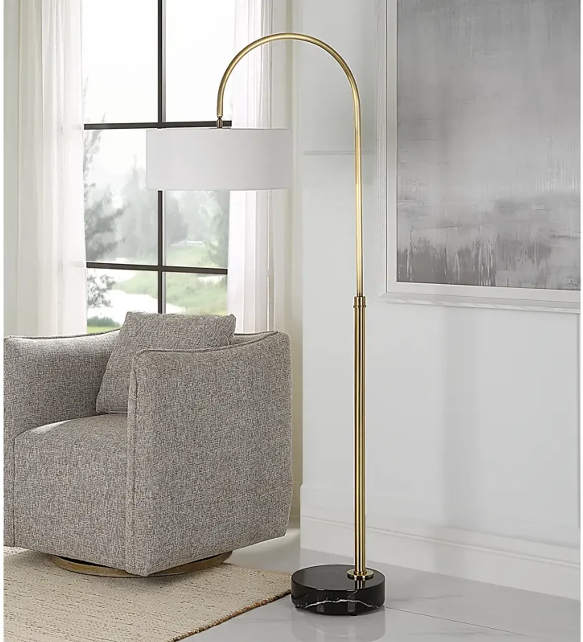 Huxford Brass Arch Floor Lamp