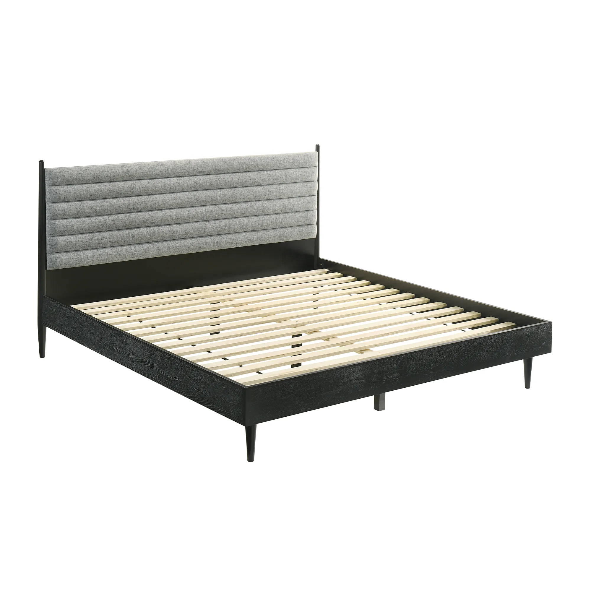 Artemio King Platform Wood Bed Frame in Black Finish