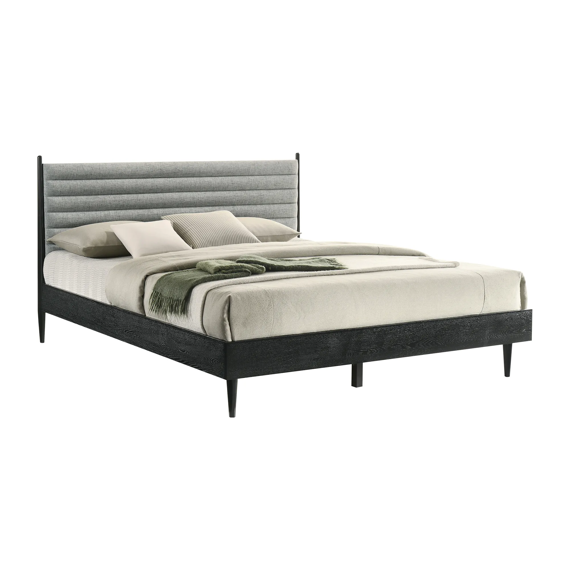 Artemio King Platform Wood Bed Frame in Black Finish