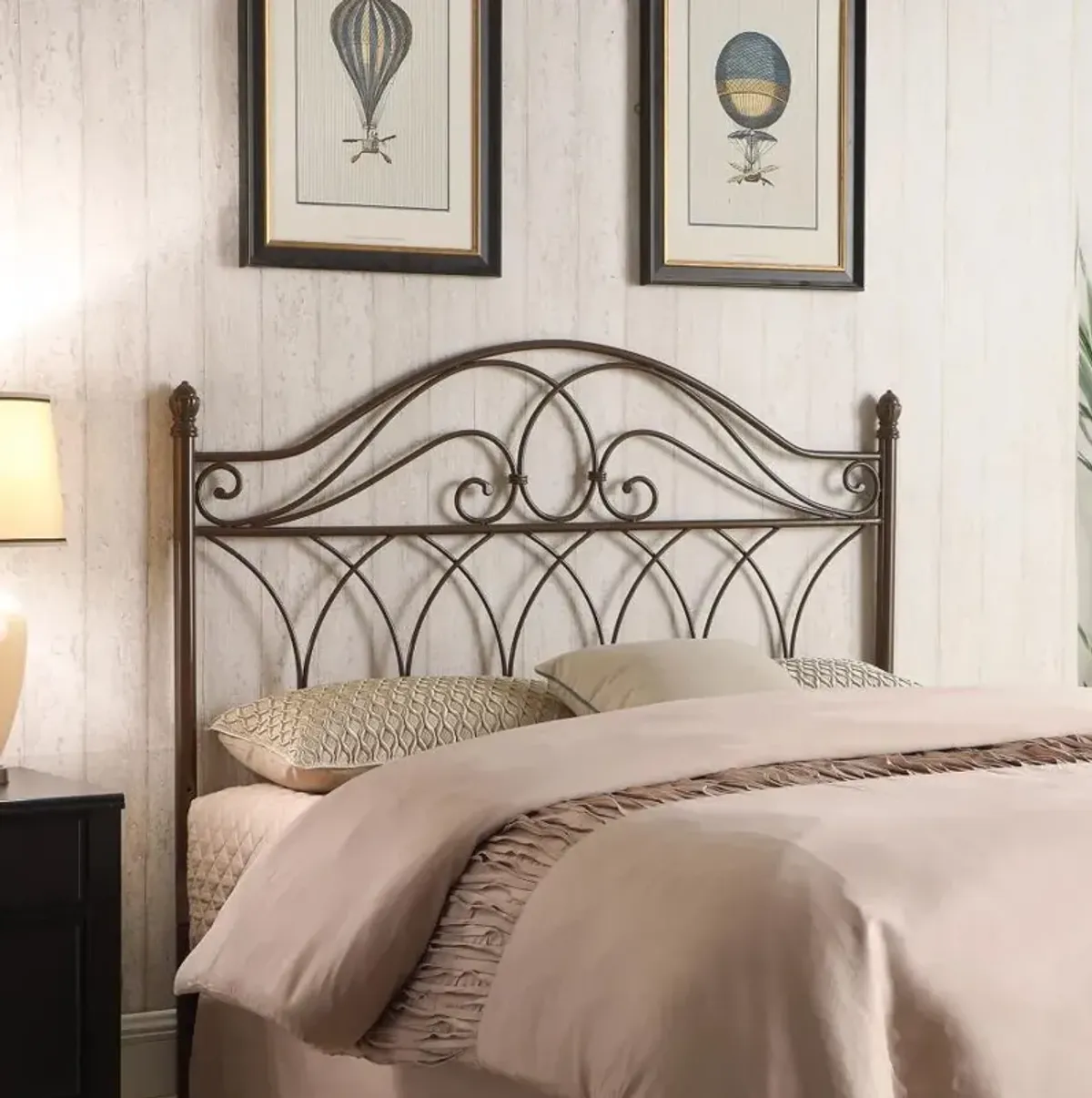 Zola Queen / Full Metal Scroll Headboard Brown