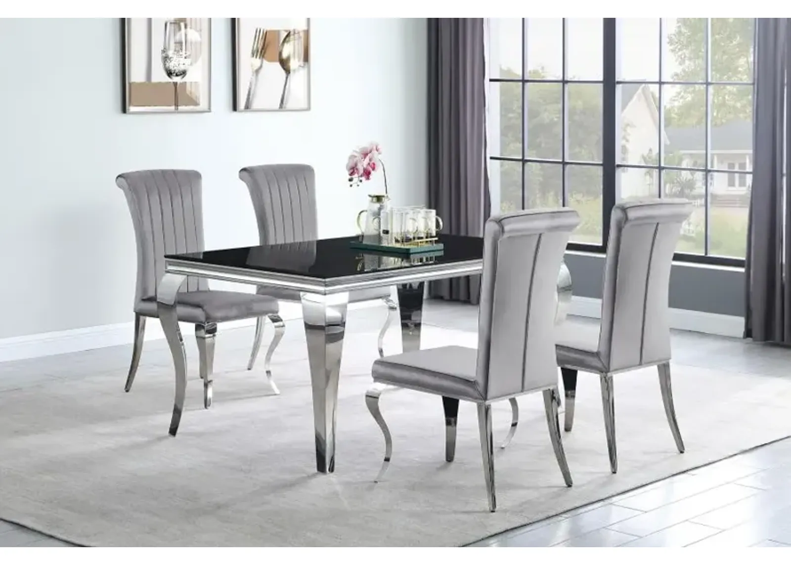 Carone 5-piece 61" Rectangular Dining Set Grey and Chrome