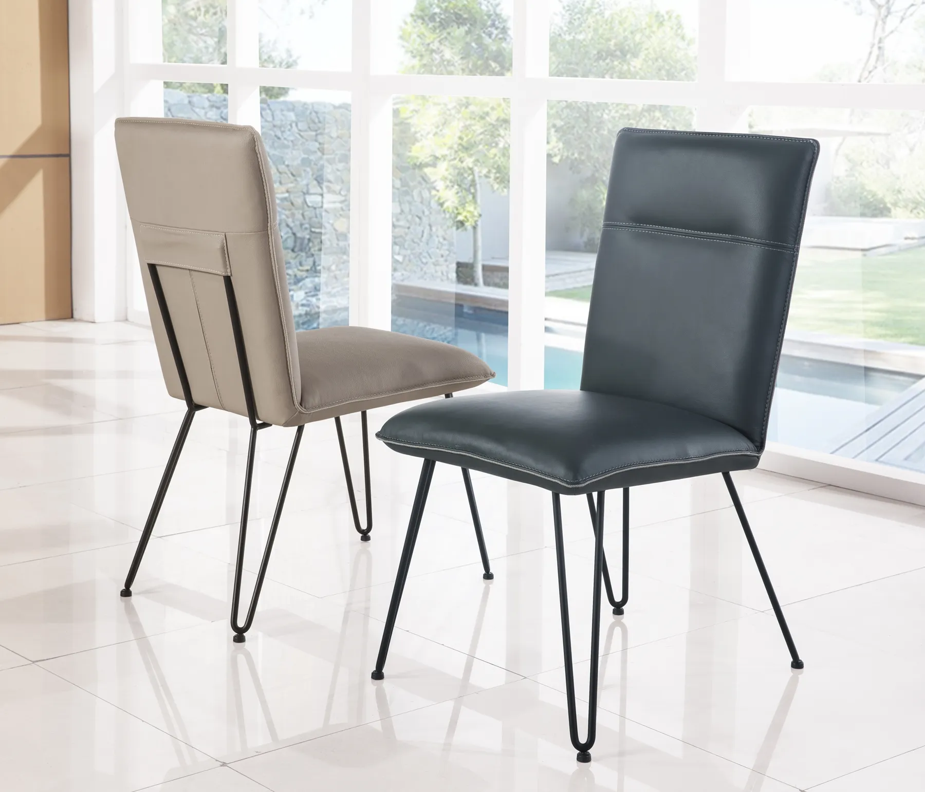 Demi Hairpin Leg Modern Dining Chair in Taupe