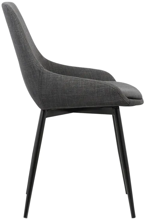 Mia Contemporary Dining Chair in Charcoal Fabric with Black Powder Coated Metal Legs