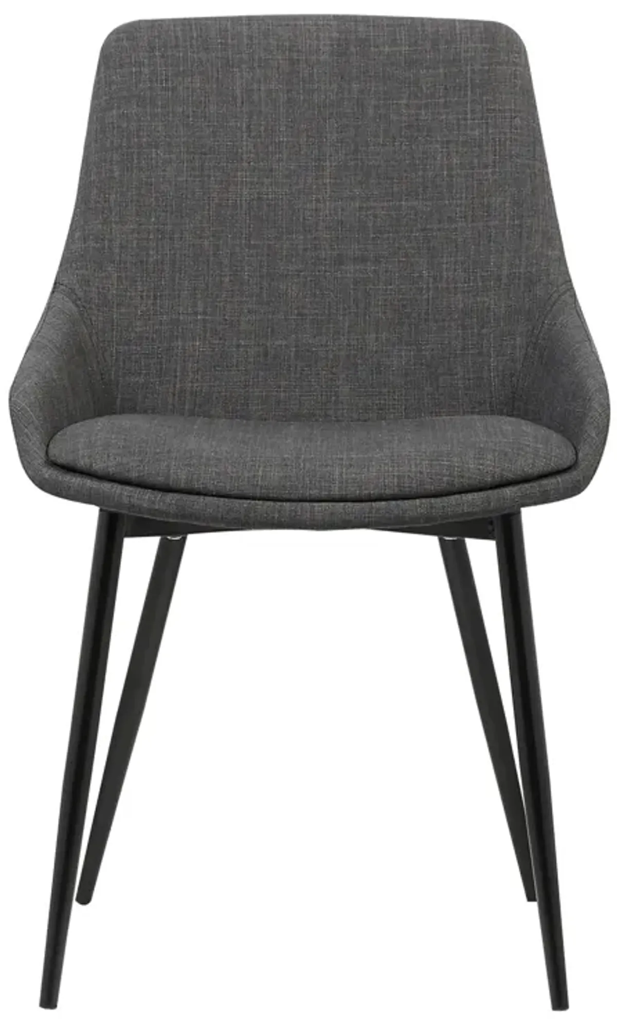 Mia Contemporary Dining Chair in Charcoal Fabric with Black Powder Coated Metal Legs