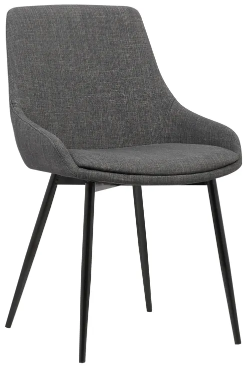 Mia Contemporary Dining Chair in Charcoal Fabric with Black Powder Coated Metal Legs