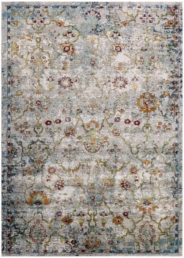 Success Manuka Distressed Vintage Floral Lattice 8x10 Area Rug