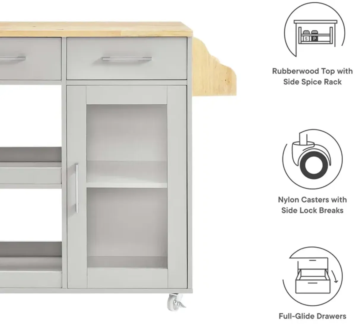 Culinary Kitchen Cart With Spice Rack