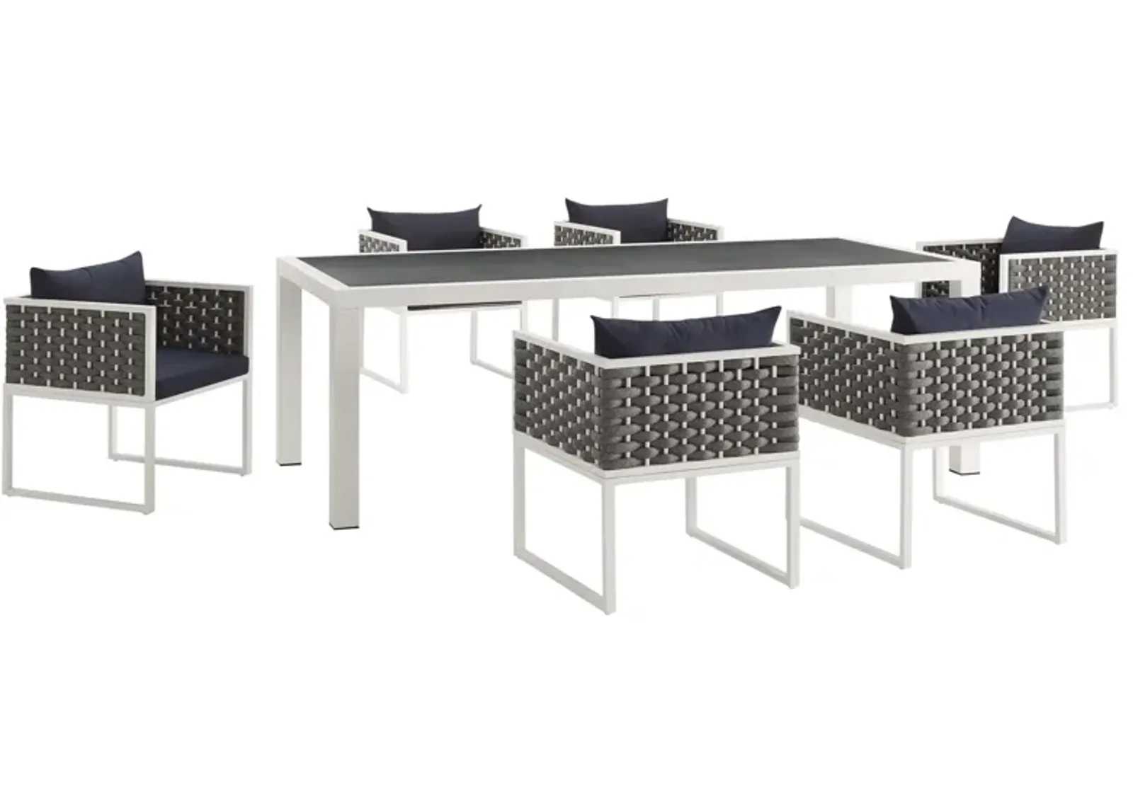 Stance 7 Piece Outdoor Patio Aluminum Dining Set