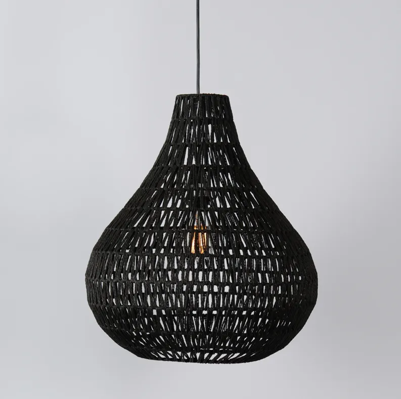 Quaid 1-Light Woven Black Pendant By Kosas Home