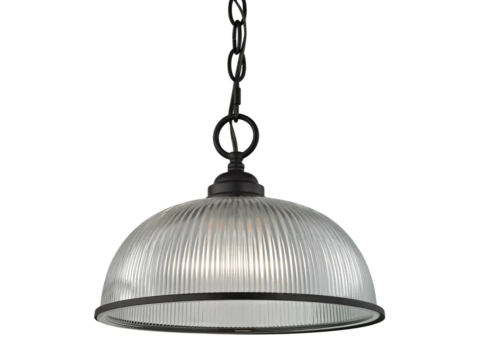 Liberty Park 1-Light Mini Pendant in Oil Rubbed Bronze with Prismatic Clear Glass