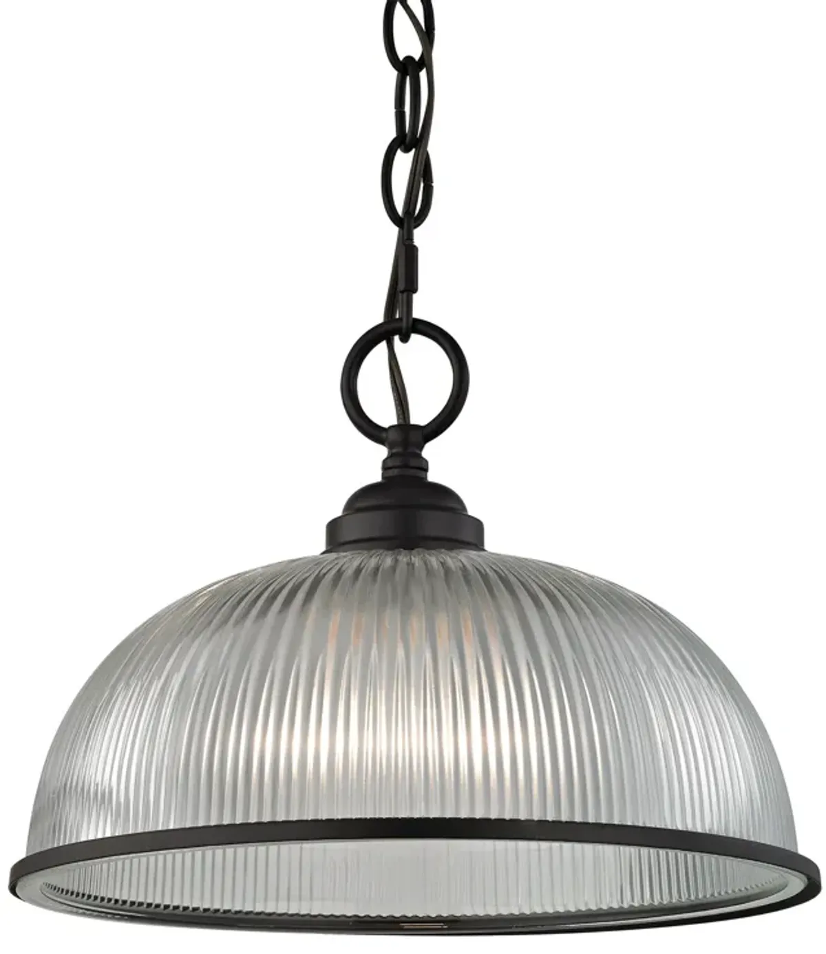 Liberty Park 1-Light Mini Pendant in Oil Rubbed Bronze with Prismatic Clear Glass