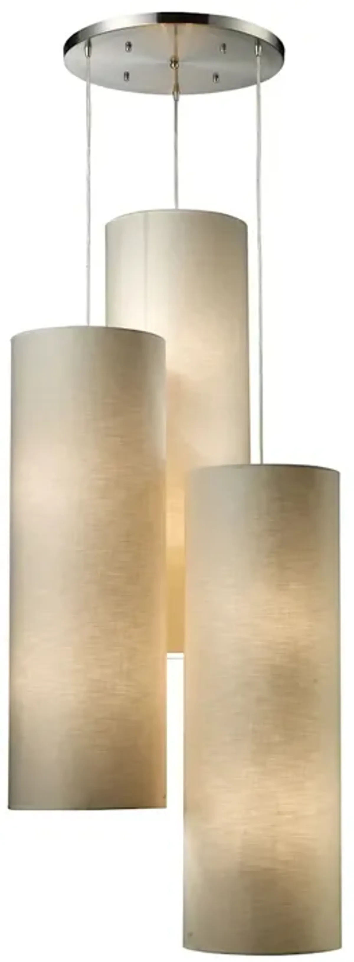 Fabric Cylinders 28'' Wide 12-Light Pendant - Satin Nickel