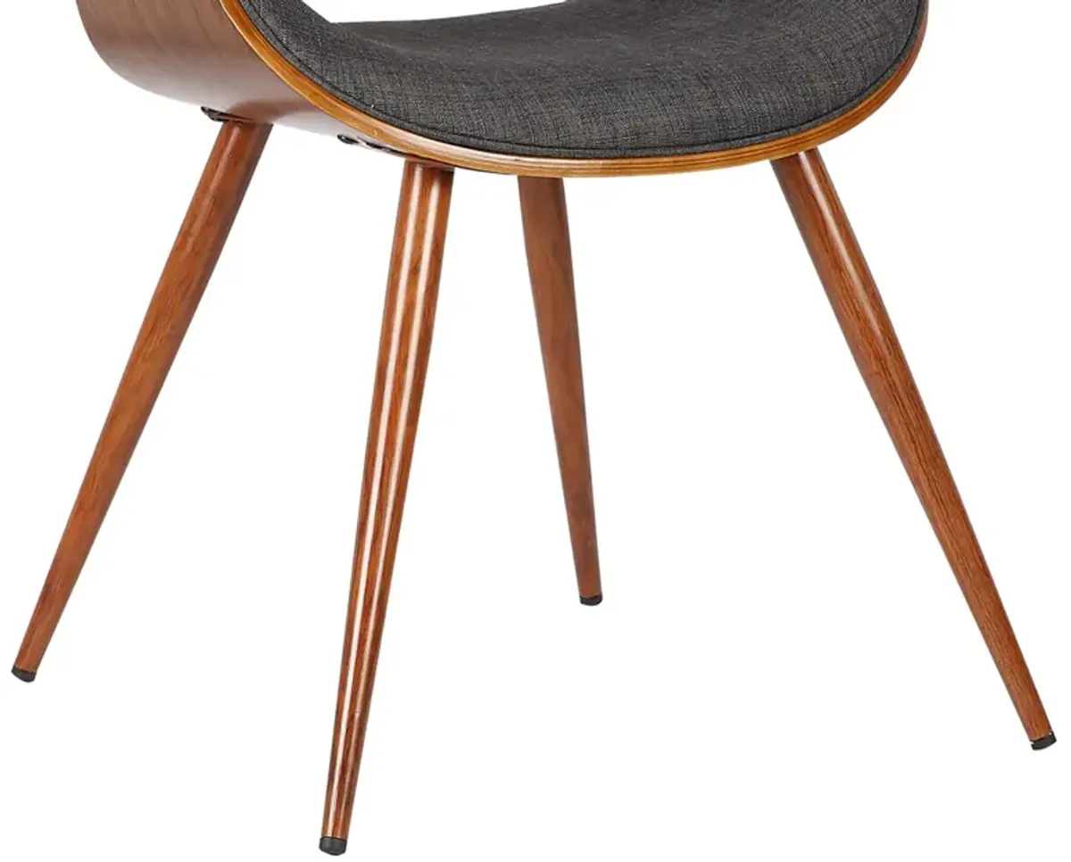 Butterfly Mid-Century Dining Chair in Walnut Finish and Charcoal Fabric