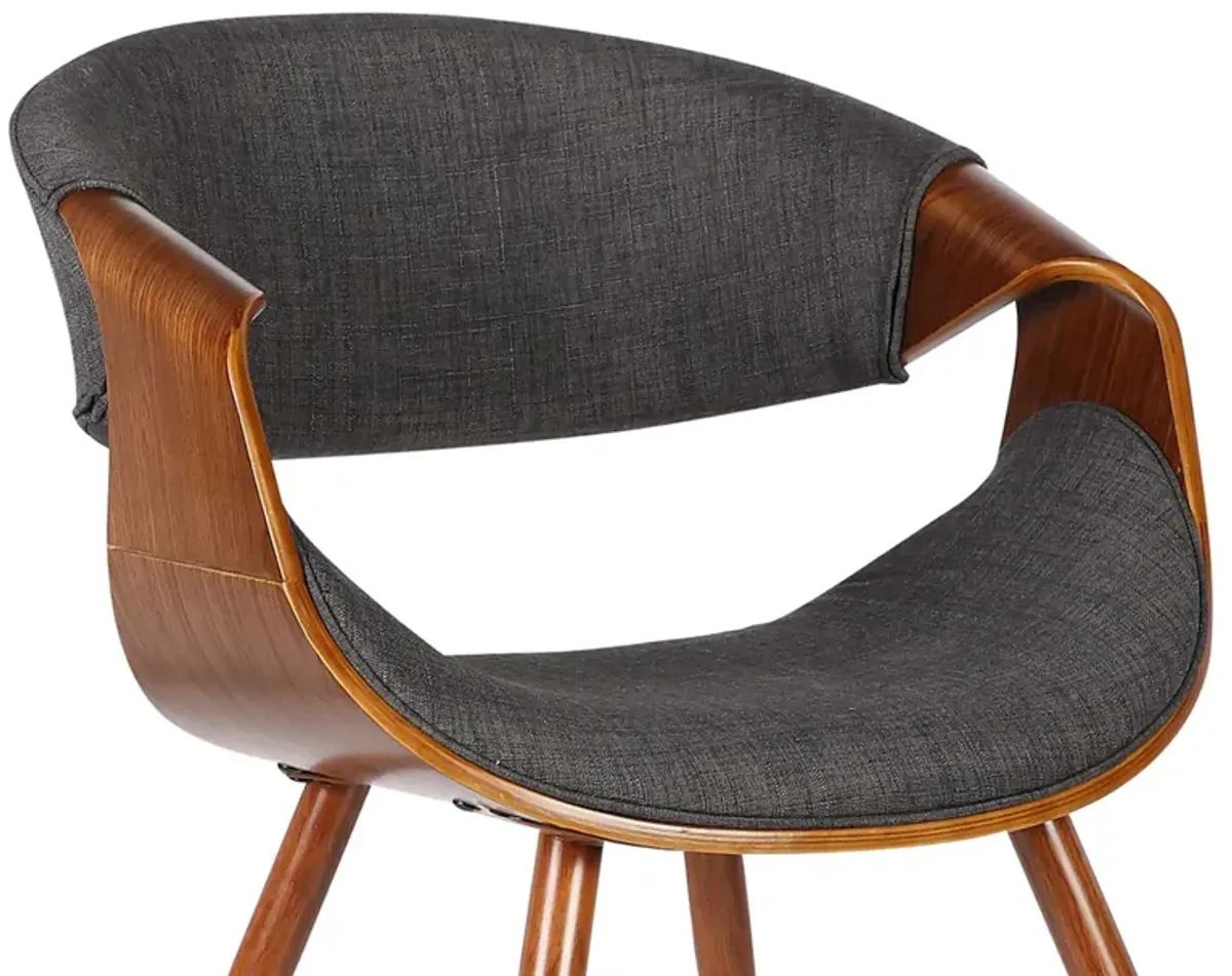 Butterfly Mid-Century Dining Chair in Walnut Finish and Charcoal Fabric