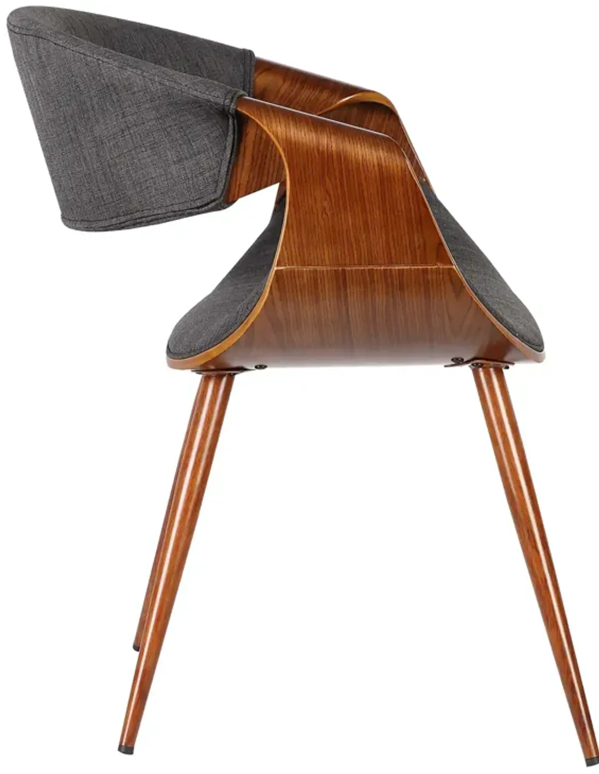 Butterfly Mid-Century Dining Chair in Walnut Finish and Charcoal Fabric