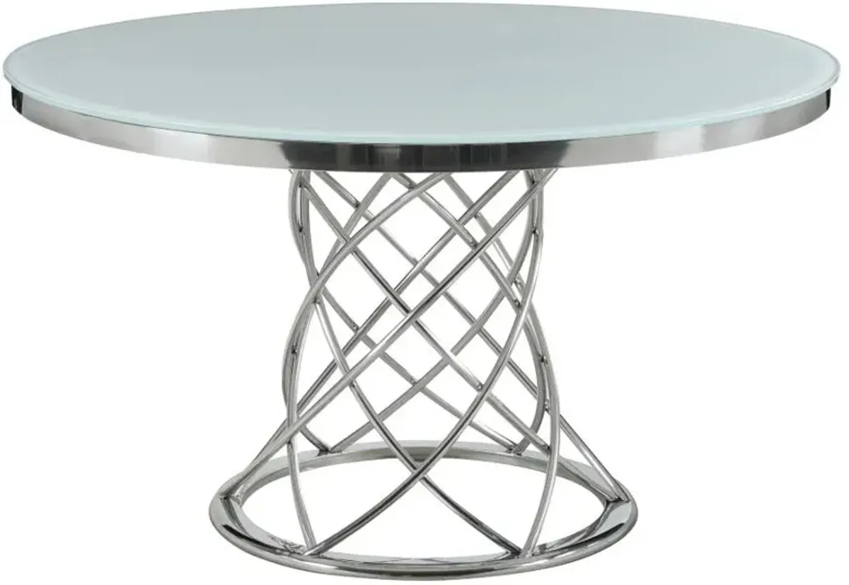 Irene 5-piece Round Glass Top Dining Set White and Chrome