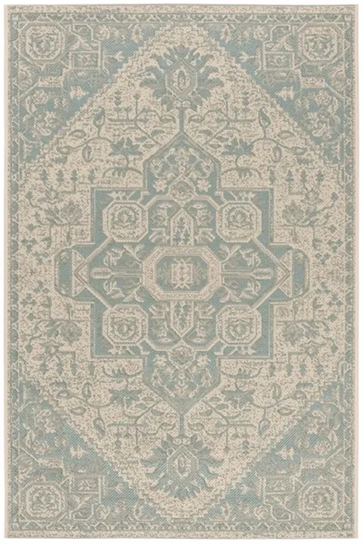 Safavieh BEACH HOUSE Collection BHS138K-8 Aqua / Cream 8' X 10'