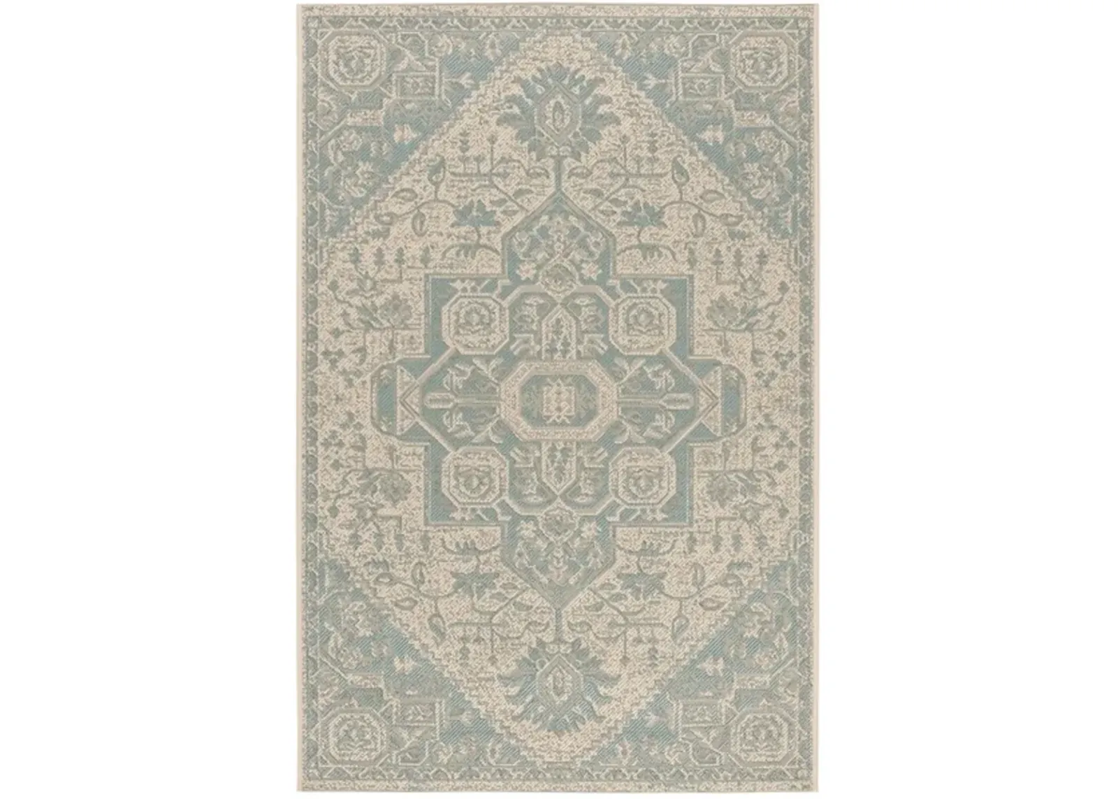 Safavieh BEACH HOUSE Collection BHS138K-8 Aqua / Cream 8' X 10'