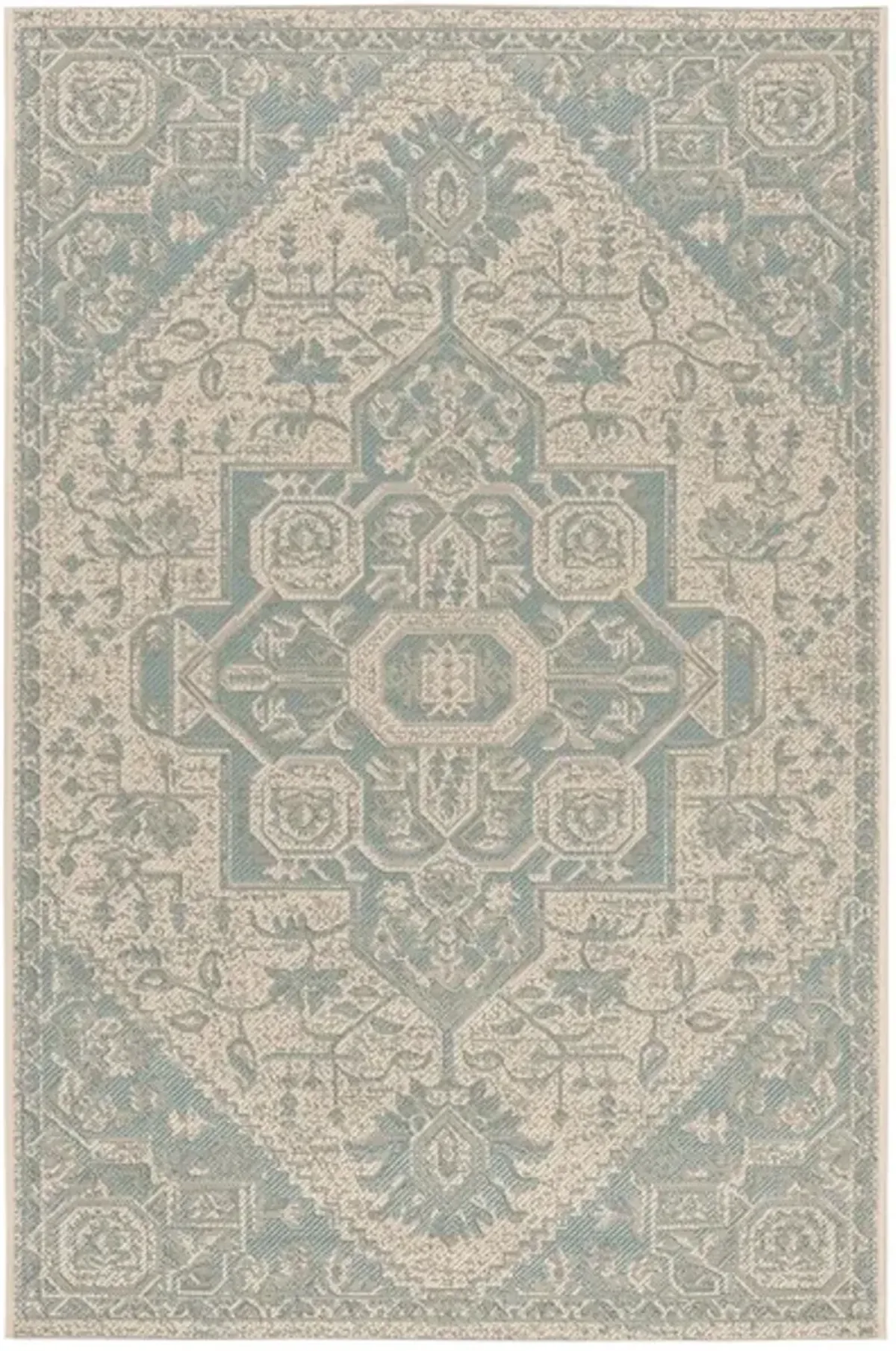 Safavieh BEACH HOUSE Collection BHS138K-8 Aqua / Cream 8' X 10'