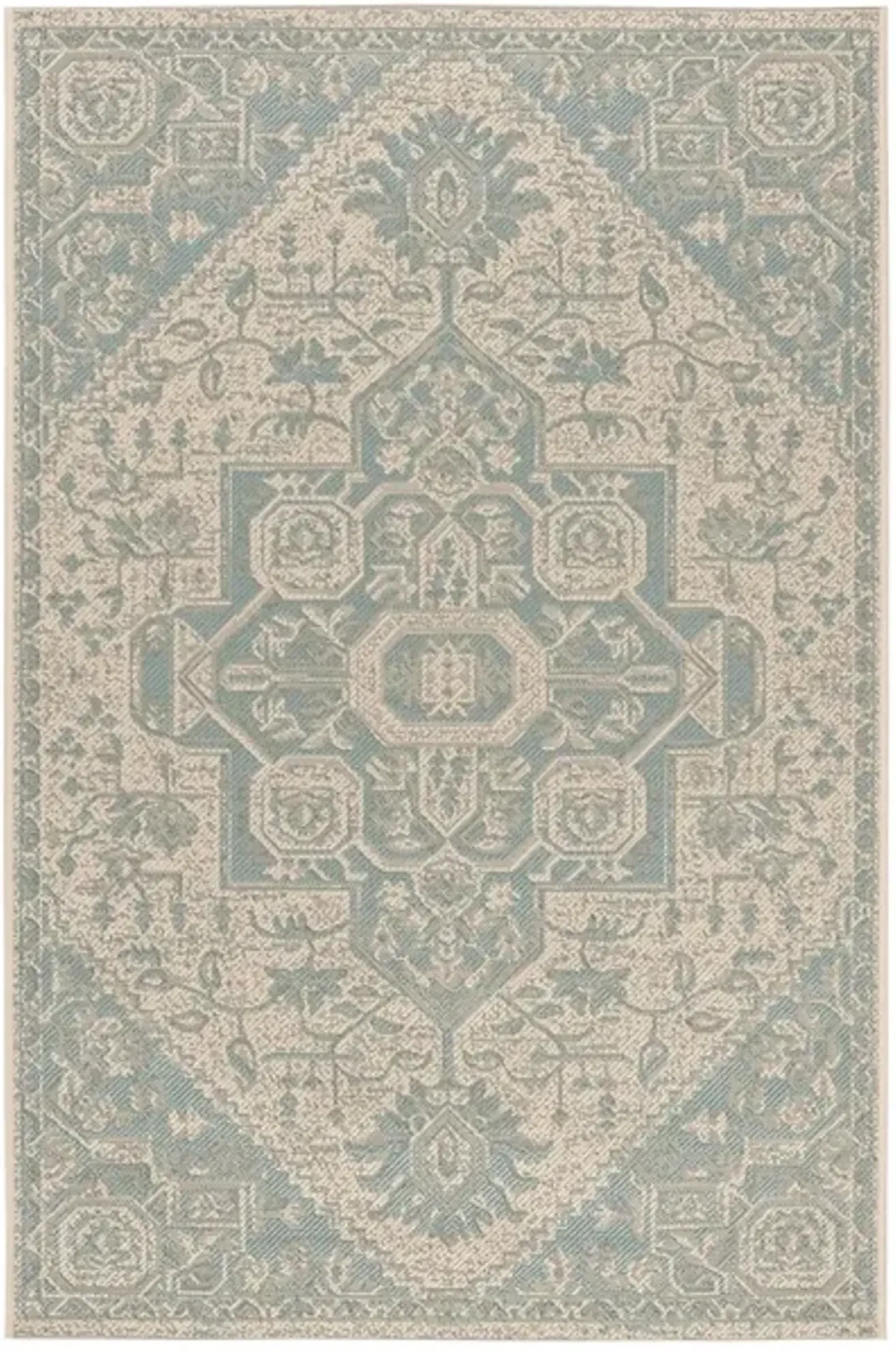 Safavieh BEACH HOUSE Collection BHS138K-8 Aqua / Cream 8' X 10'