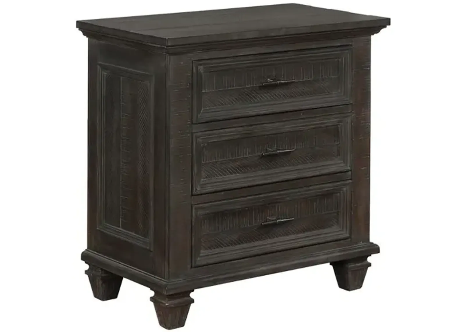 Abigail 3-Drawer Nightstand Weathered Carbon