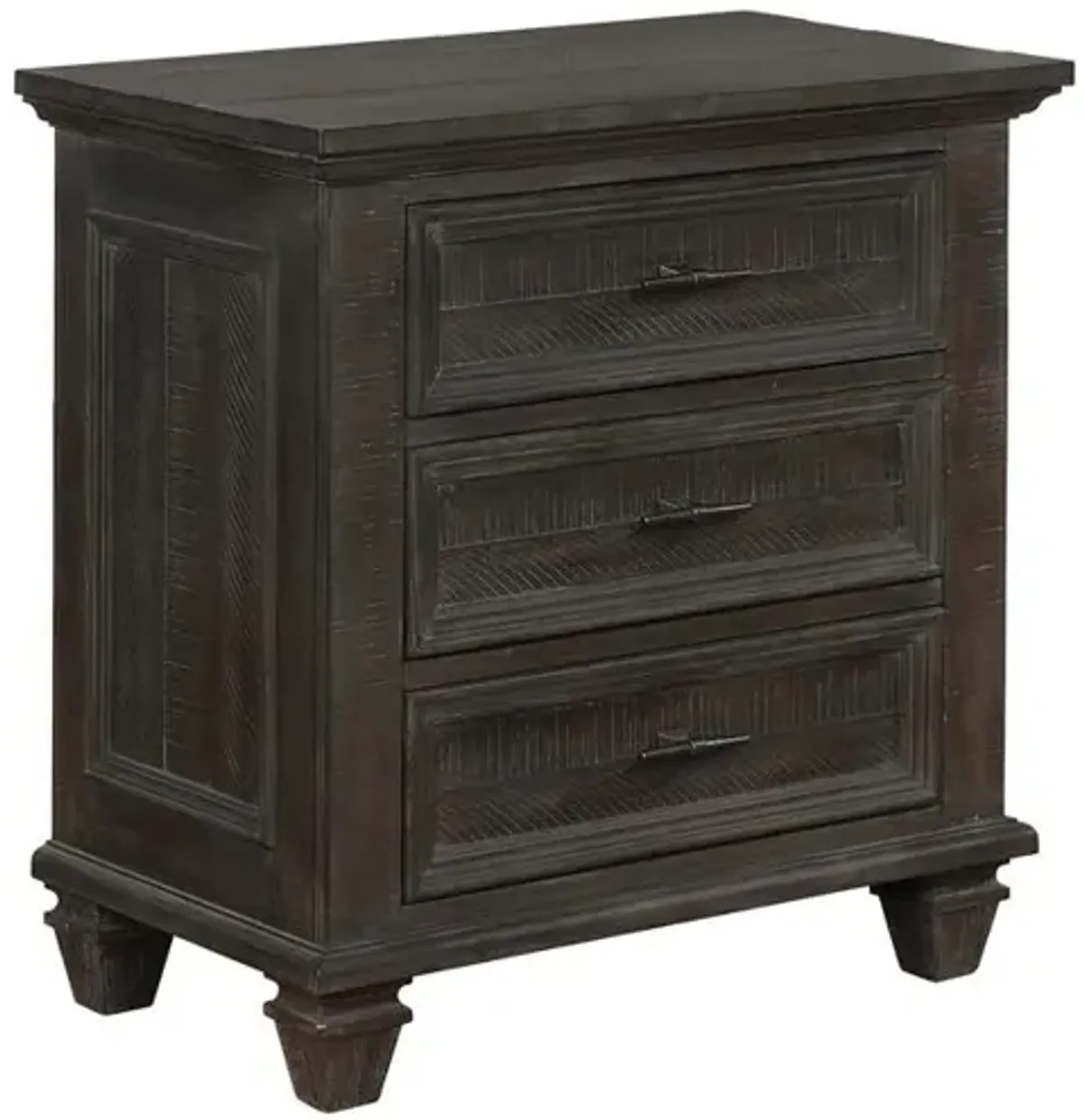 Abigail 3-Drawer Nightstand Weathered Carbon