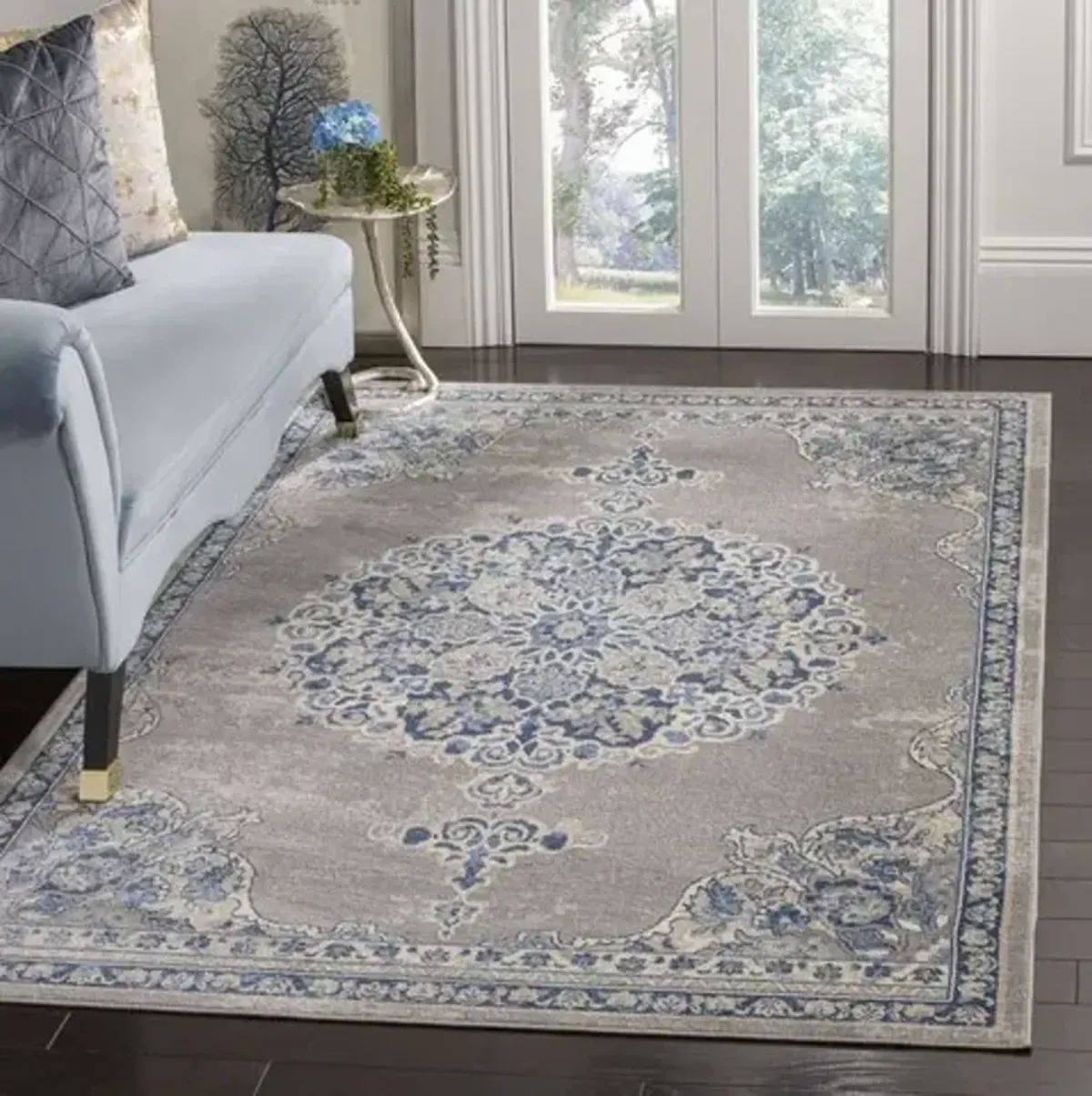 Brentwood 867 Light Grey / Blue 10' X 13' Oversized Rectangle Powerloomed Rug