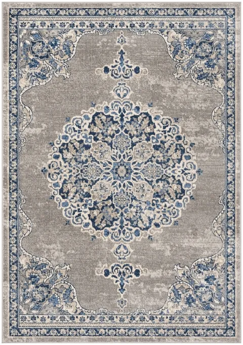 Brentwood 867 Light Grey / Blue 10' X 13' Oversized Rectangle Powerloomed Rug