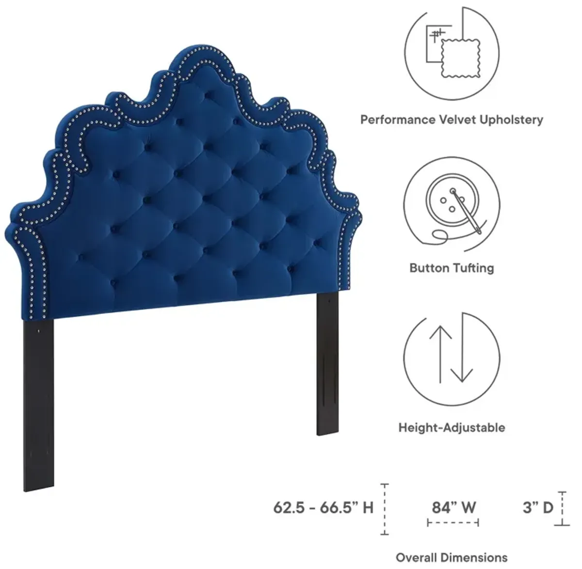 Arabella Button-Tufted Performance Velvet King/California King Headboard