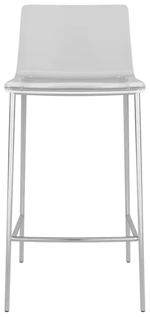 Cilla Counter Stool in Clear with Brushed Nickel Legs - Set of 2