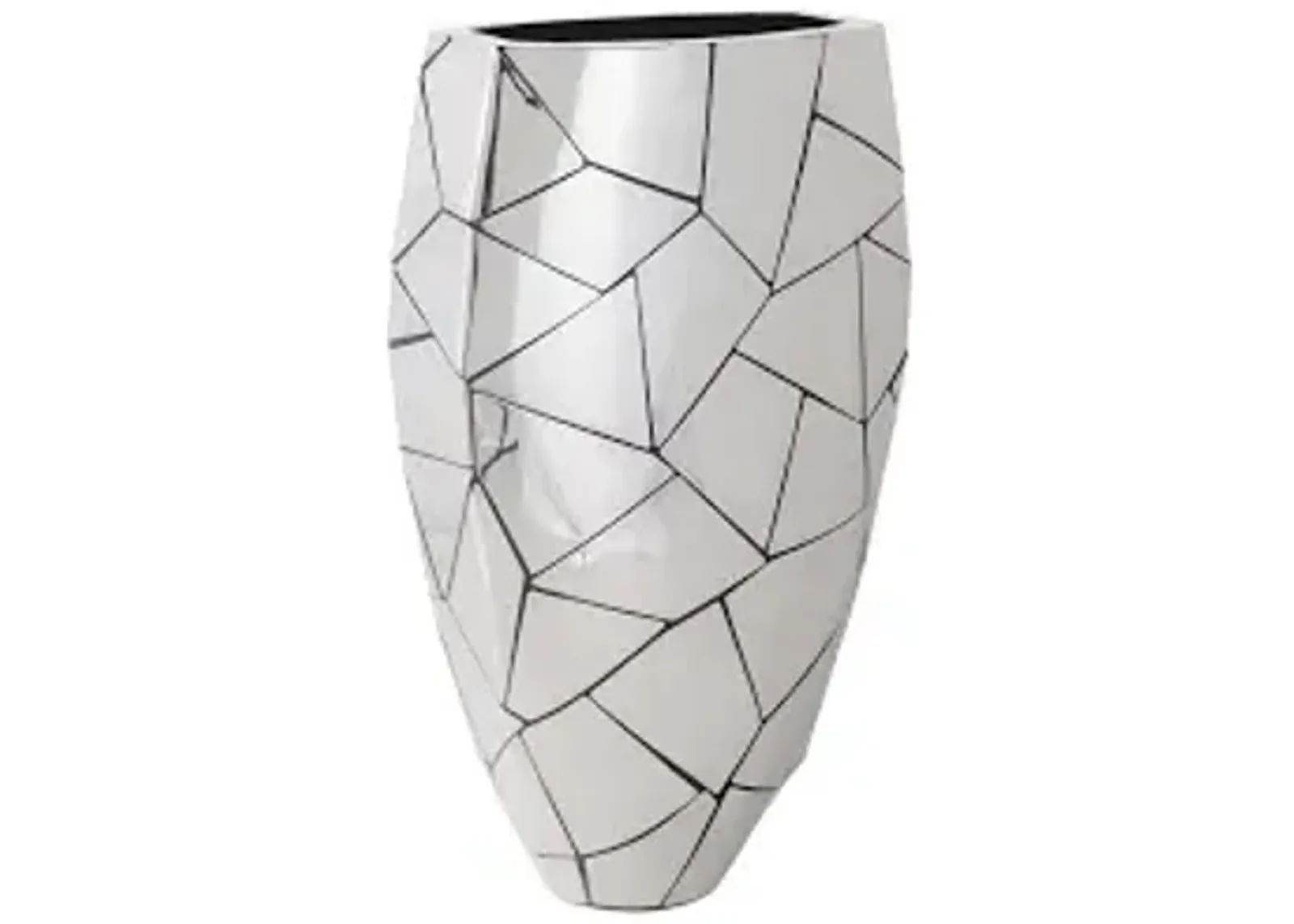 triangle crazy cut planter, large, stainless steel