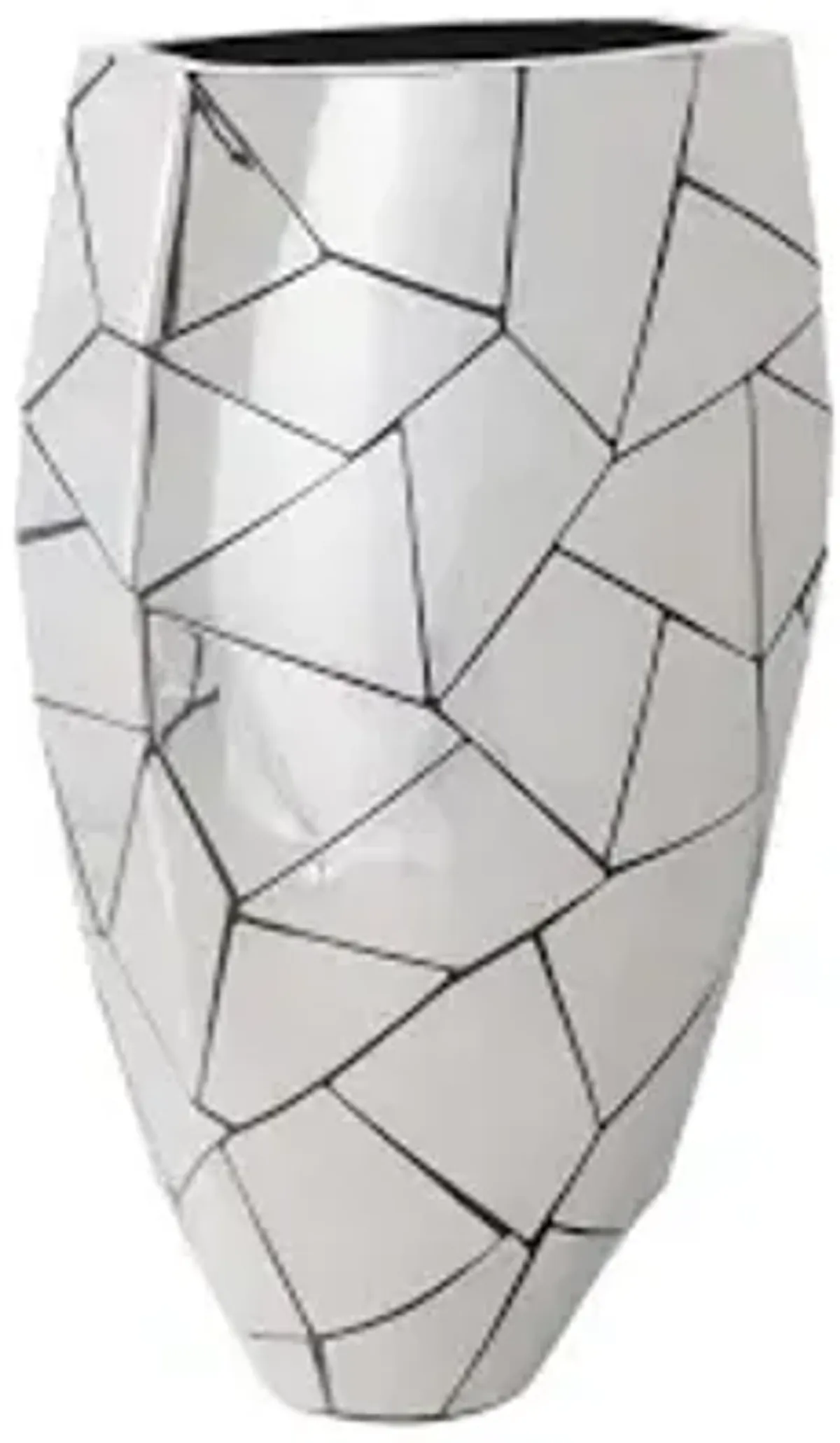 triangle crazy cut planter, large, stainless steel