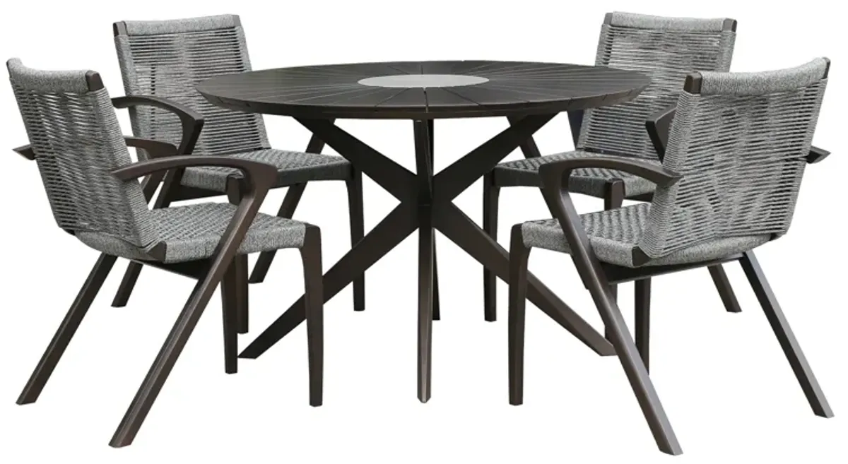 Oasis and Brielle Outdoor 5 Piece Dark Eucalyptus and Concrete Dining Set