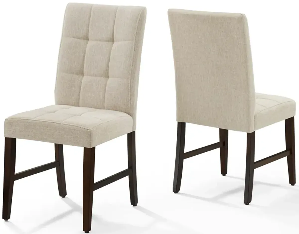 Promulgate Biscuit Tufted Upholstered Fabric Dining Chair Set of 2