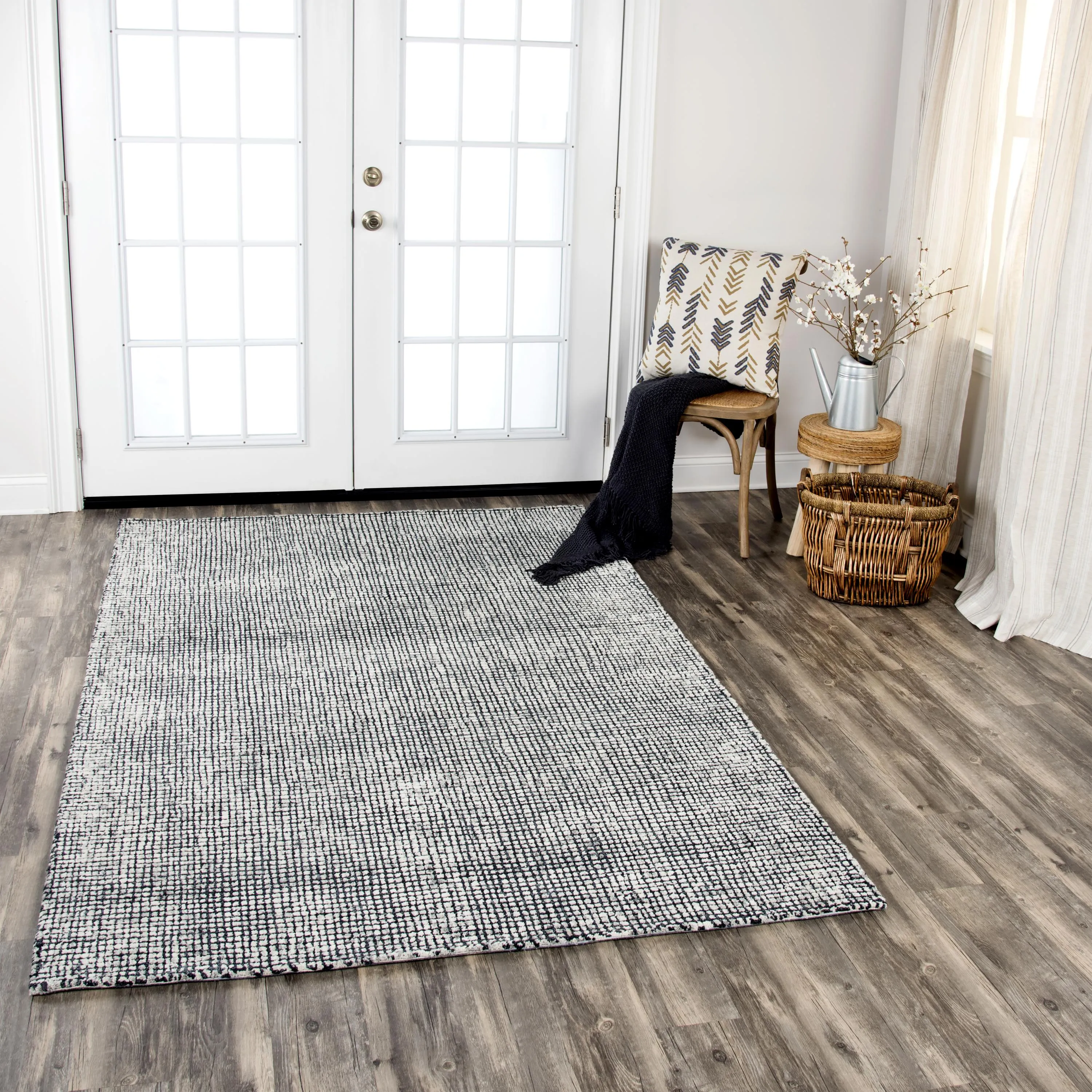 Talbot Black/White Tweed Wool 10' x 13' Rectangle Rug