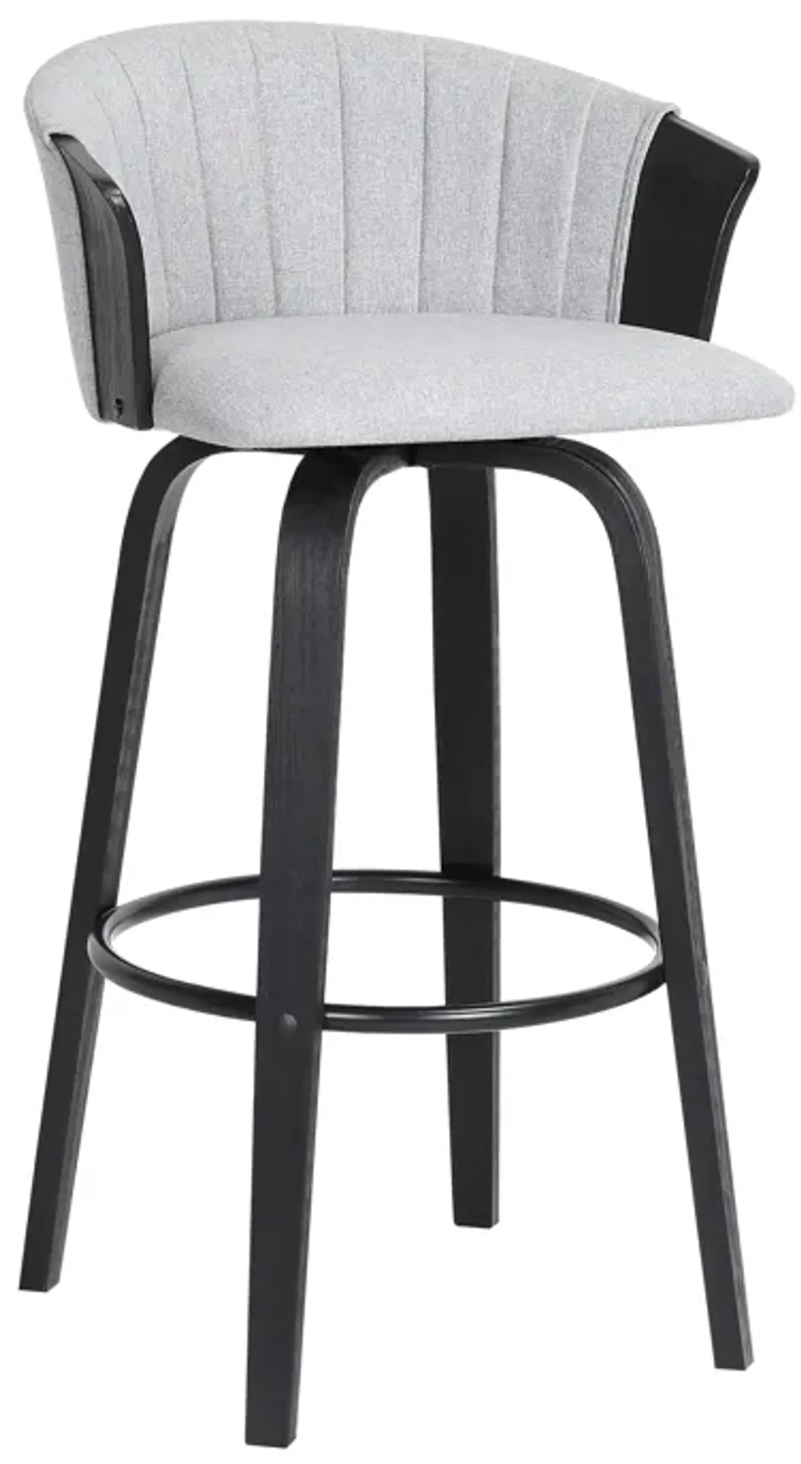 Diana 26" Swivel Black Wood Counter Stool in Light Gray Fabric