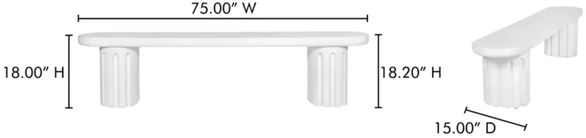 Eris Outdoor Dining Bench White