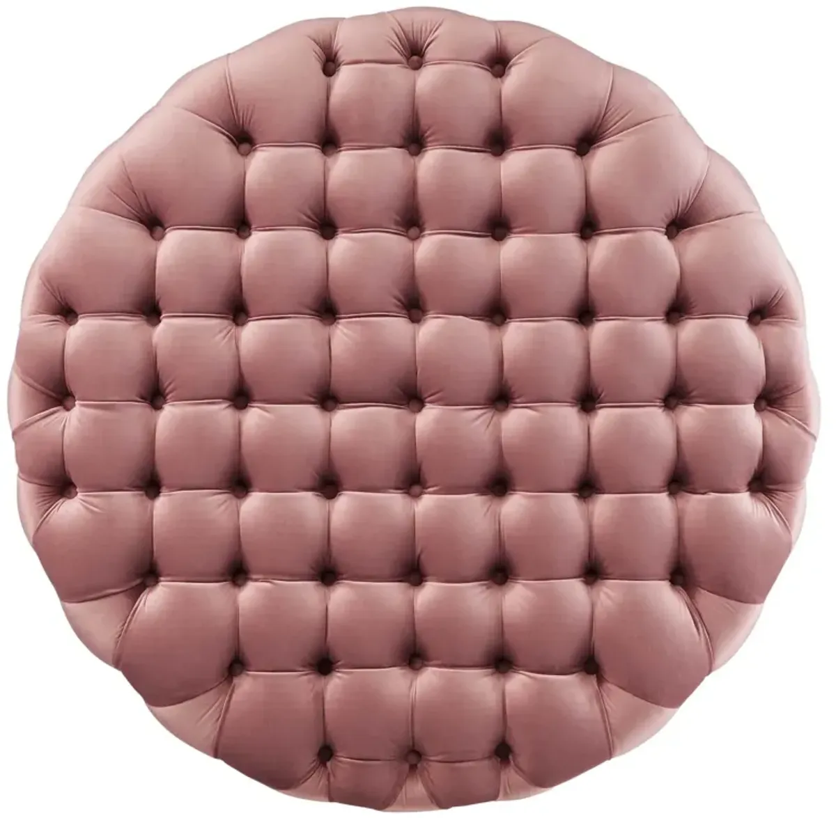 Amour Tufted Button Large Round Performance Velvet Ottoman