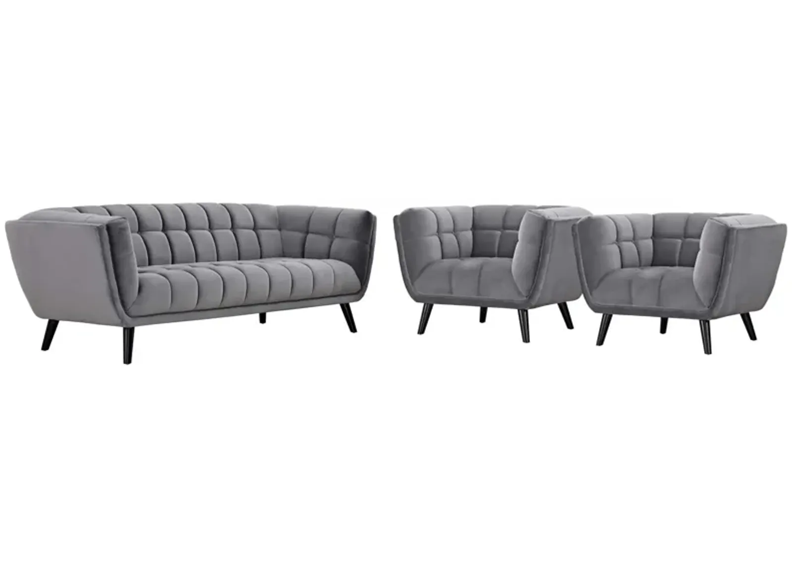 Bestow 3 Piece Performance Velvet Sofa and Armchair Set