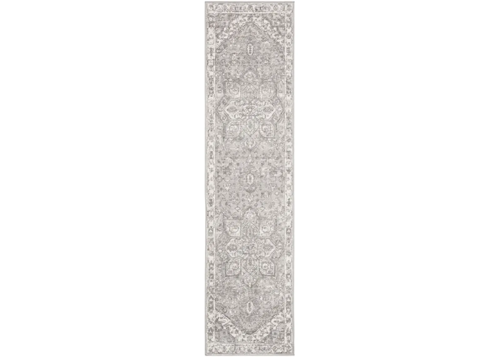 Brentwood 852 Cream / Grey 2' X 8' Runner Powerloomed Rug