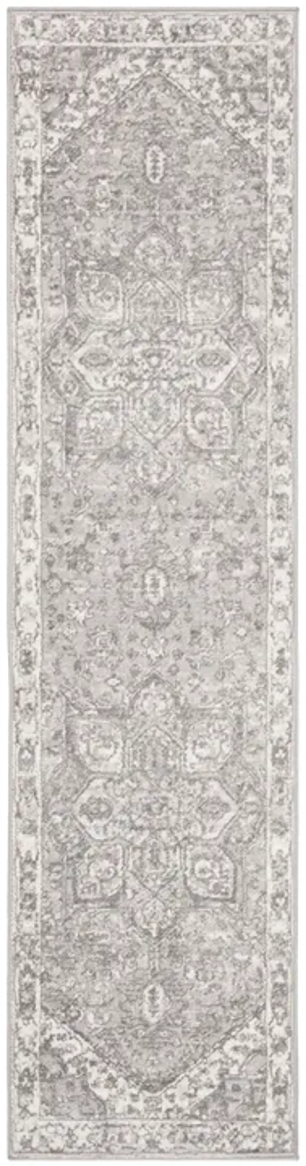 Brentwood 852 Cream / Grey 2' X 8' Runner Powerloomed Rug