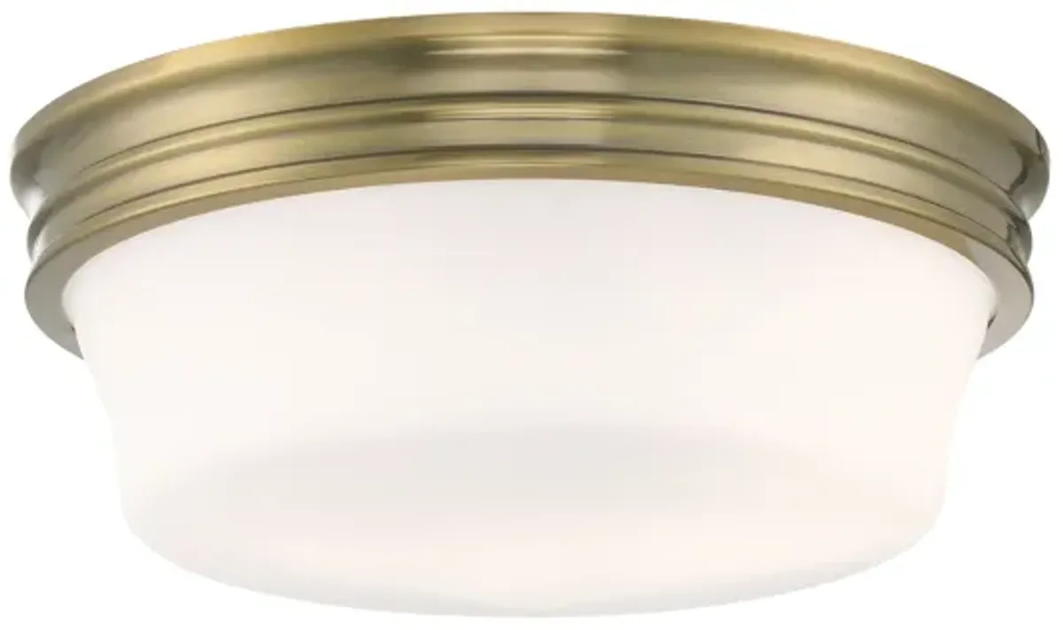 Galen Glass Flush Mount Ceiling Light - Antique Brass