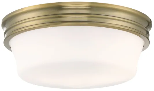 Galen Glass Flush Mount Ceiling Light - Antique Brass